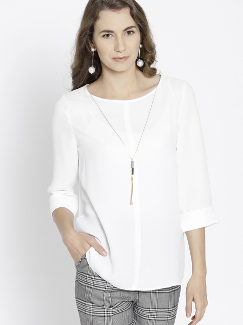 

MANGO Women White Solid Top