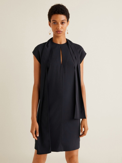 

MANGO Women Navy Blue Solid A-Line Dress