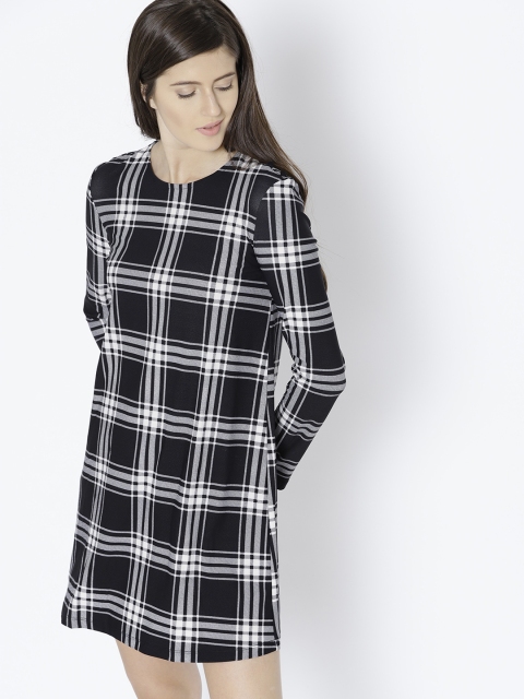 

MANGO Women Black & White Checked A-Line Dress