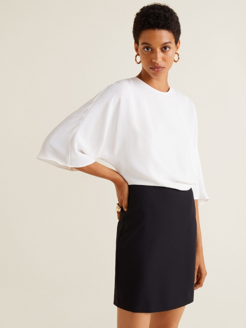 

MANGO Women White & Black Colourblocked Sheath Dress