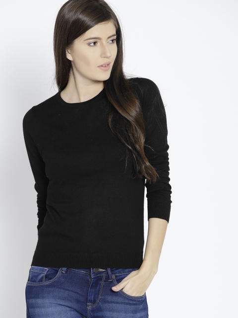 

MANGO Women Black Solid Pullover