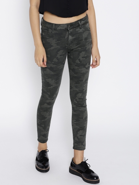 

MANGO Women Charcoal Grey Skinny Fit Printed Mid-Rise Clean Look Stretchable Jeans