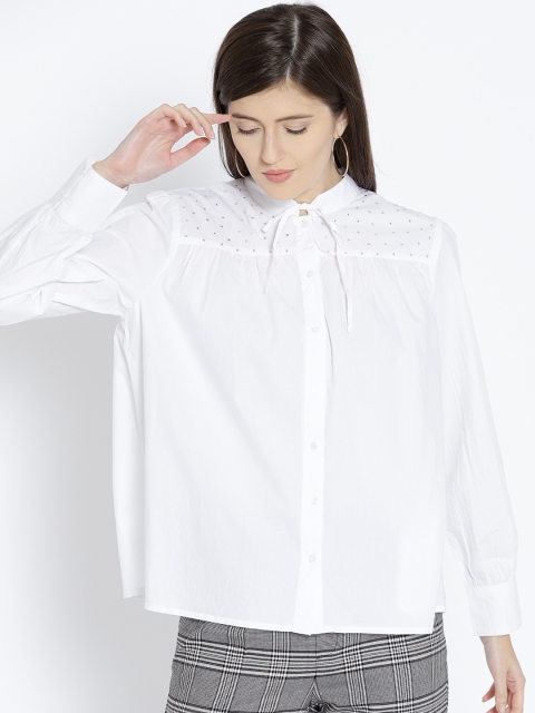 

MANGO Women White Regular Fit Solid Casual Shirt