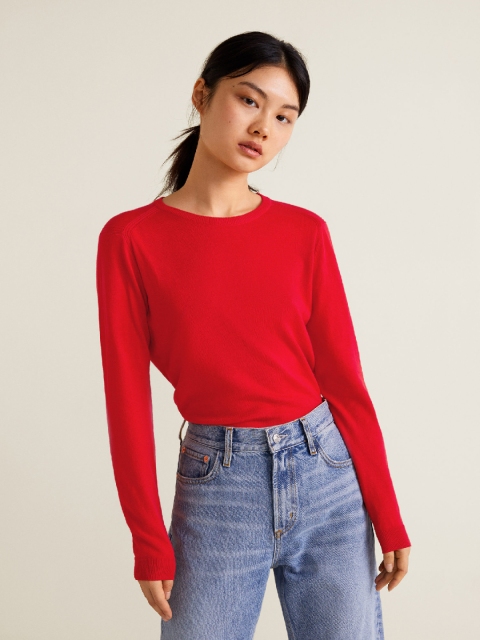 

MANGO Women Red Solid Pullover