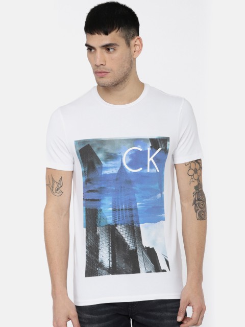 

Calvin Klein Jeans Men White Printed Round Neck T-shirt