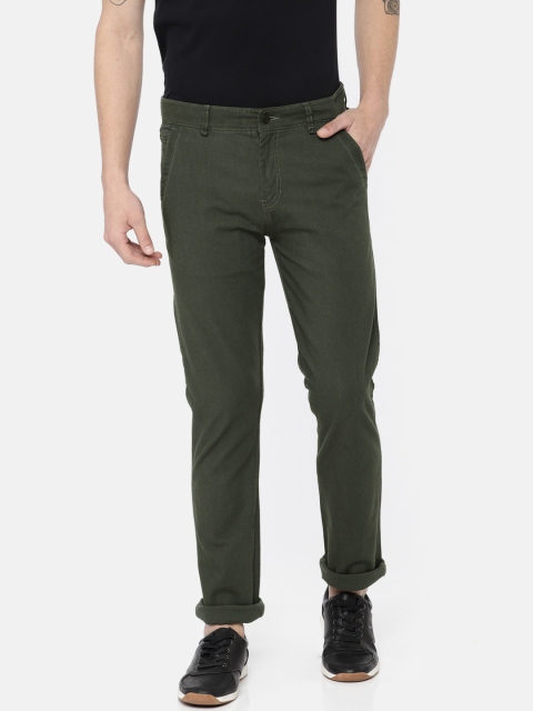 

Calvin Klein Jeans Men Olive Green Regular Fit Self Design Chinos