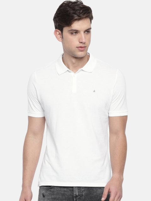 

Calvin Klein Jeans Men White Solid Polo Collar T-shirt