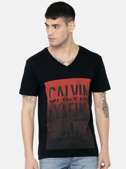 

Calvin Klein Jeans Men Black Printed V-Neck T-shirt