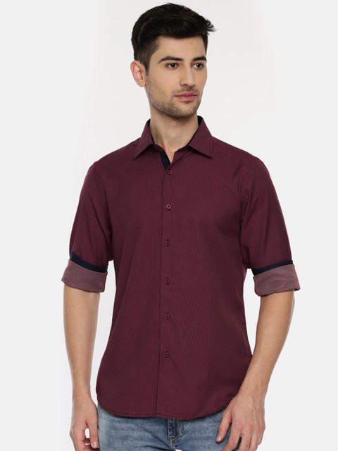 

IVOC Men Maroon Slim Fit Self-design Casual Shirt