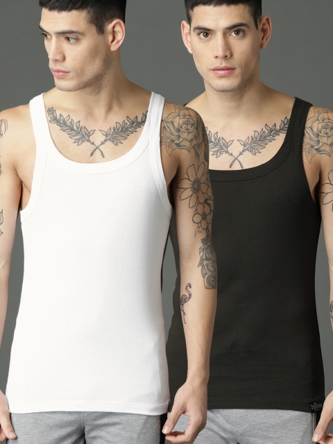 

Roadster Men Set of 2 Ultra Durable Innerwear Vests RDST-RB-PK2-002A, Black