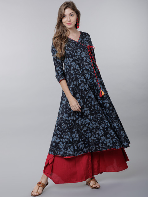 

Vishudh Women Navy Blue Printed Anarkali Kurta