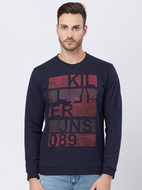 

Killer Men Navy Blue Printed Sweatshirt