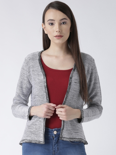 

Club York Women Grey Melange Solid Front-Open