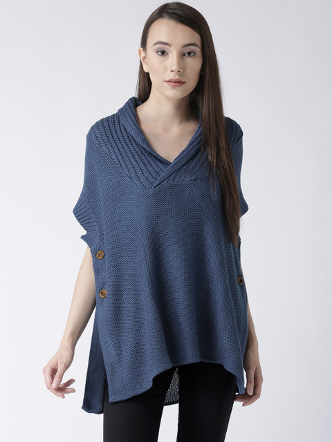 

Club York Women Blue Self Design Poncho