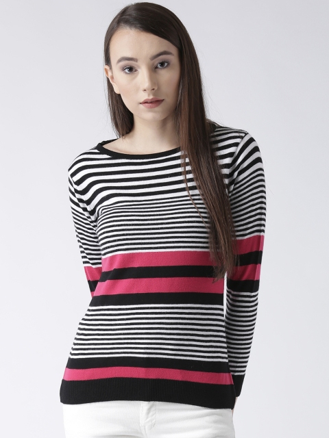 

Club York Women Black & White Striped Pullover