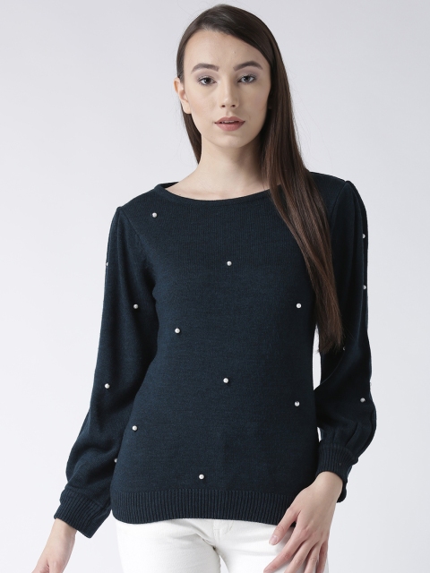

Club York Women Navy Blue Solid Pullover