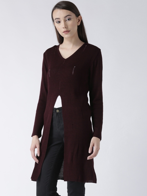 

Club York Women Burgundy Solid Pullover
