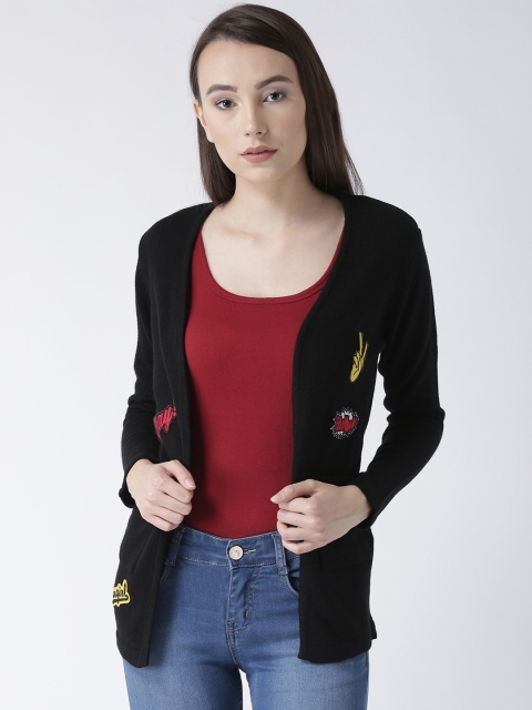 

Club York Women Black Solid Front-Open Sweater