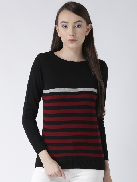 

Club York Women Black & Red Striped Pullover