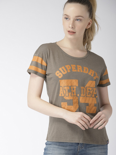 

Superdry Women Green Printed Round Neck T-shirt