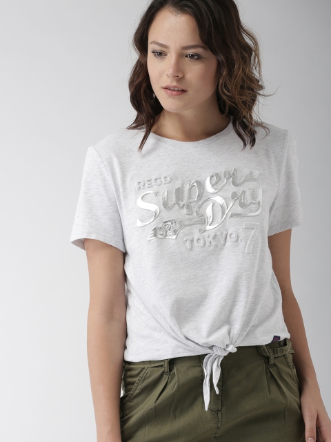 

Superdry Women Grey Melange Printed Top