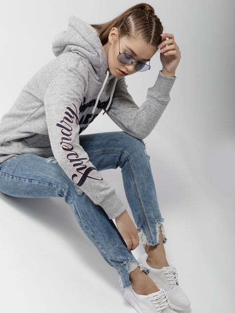 

Superdry Women Grey Melange Applique Hooded Sweatshirt