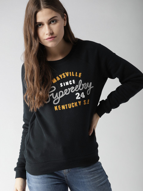 

Superdry Women Navy Blue Self Design Sweatshirt
