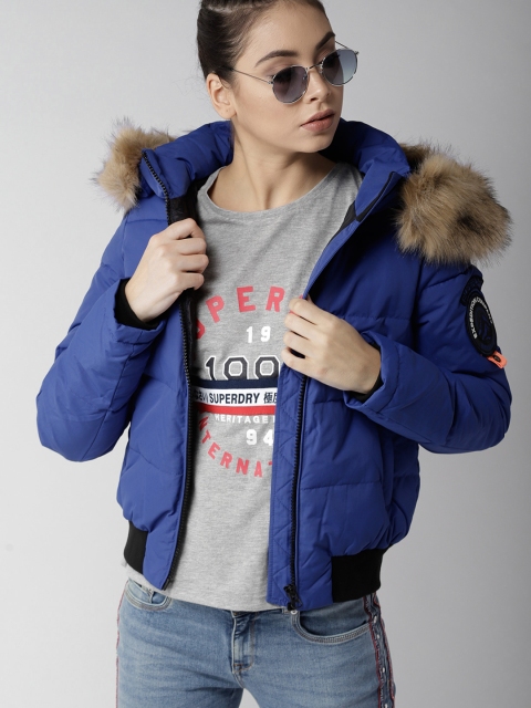 

Superdry Women Blue Solid Parka Jacket