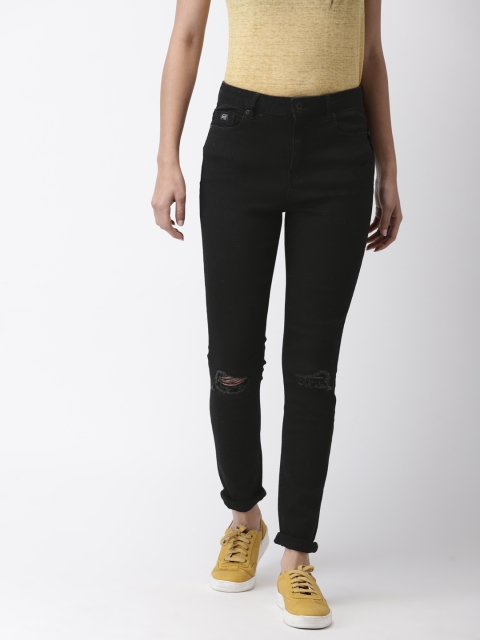

Superdry Women Black Skinny Fit Mid-Rise Slash Knee Stretchable Jeans