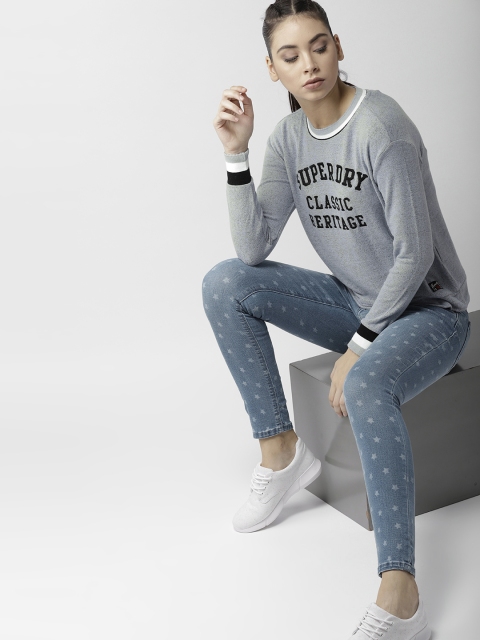 

Superdry Women Blue Skinny Fit Mid-Rise Bleached Stretchable Jeans