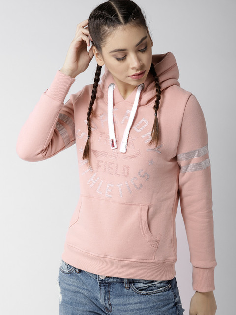 

Superdry Women Peach-Coloured Printed Hooded Sweatshirt