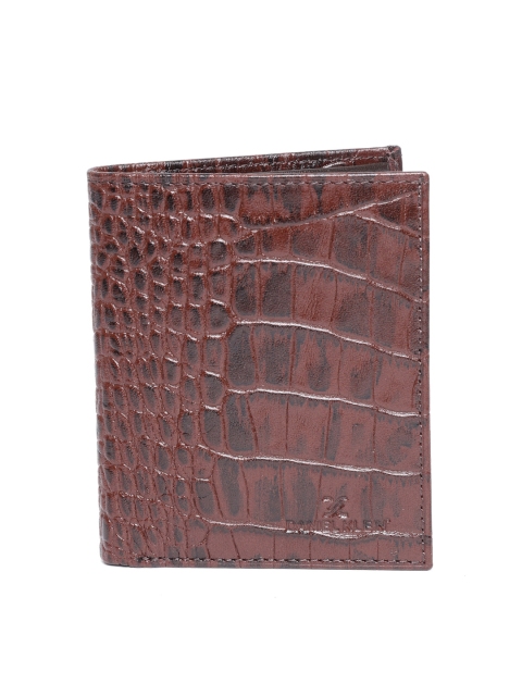 

Daniel Klein Men Brown Croc Skin Texture Leather Handcrafted Two Fold Wallet