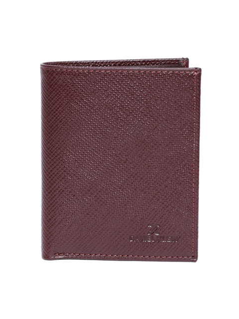 

Daniel Klein Men Burgundy Textured Leather Two Fold Wallet