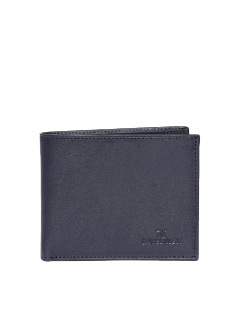 

Daniel Klein Men Navy Blue Solid Leather Handcrafted Two Fold Wallet