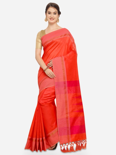 

Saree mall Pink & Red Silk Blend Solid Chanderi Saree