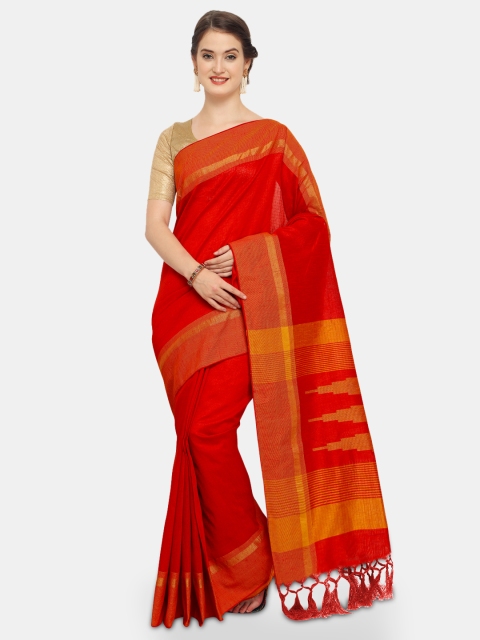 

Saree mall Red Checked Chanderi Saree