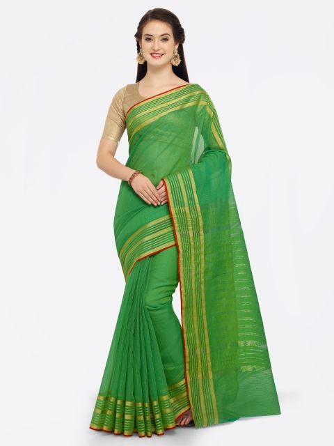 

Saree mall Green Silk Blend Checked Chanderi Saree