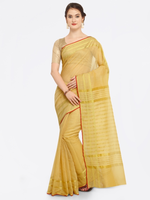 

Saree mall Beige Silk Blend Checked Chanderi Saree