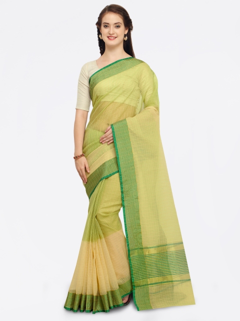 

Saree mall Green Silk Blend Checked Chanderi Saree
