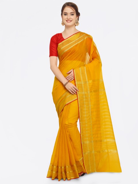 

Saree mall Yellow & Red Checked Chanderi Saree