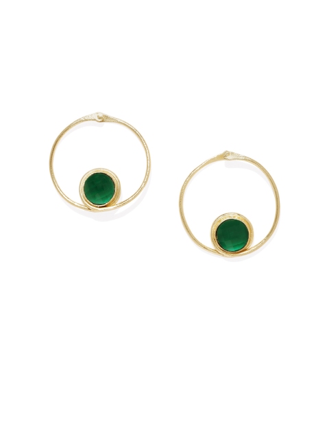 

Pipa Bella Gold-Plated & Green Embellished Circular Drop Earrings