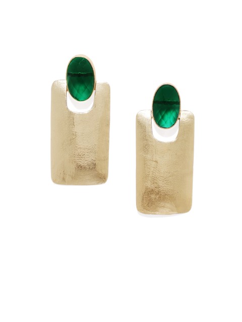 

Pipa Bella Gold-Toned & Green Oval Drop Earrings