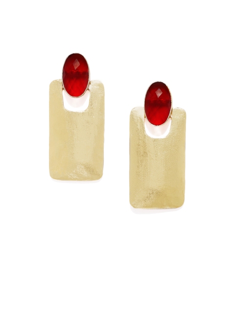 

Pipa Bella Gold-Toned & Red Contemporary Drop Earrings