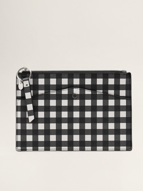 

MANGO Women Black & White Checked Cosmetic Pouch