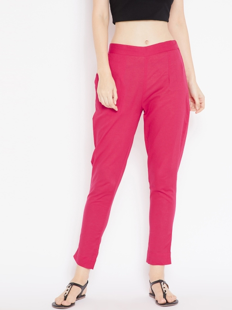 

Aujjessa Women Fuchsia Regular Fit Solid Peg Trousers