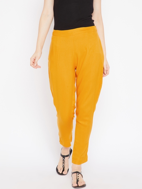 

Aujjessa Women Mustard Yellow Solid Trousers