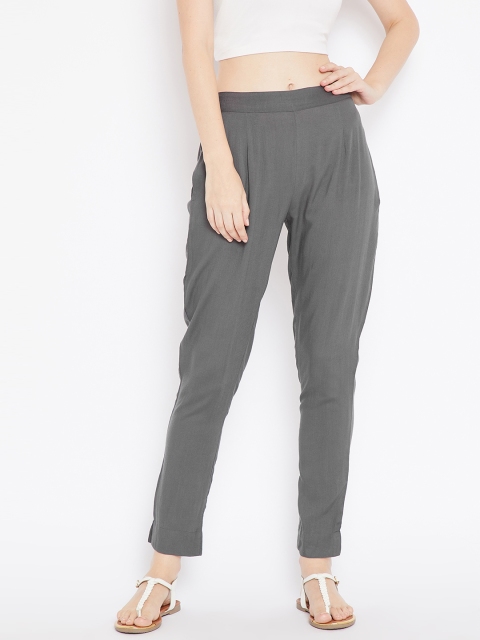 

Aujjessa Women Grey Regular Fit Solid Peg Trousers