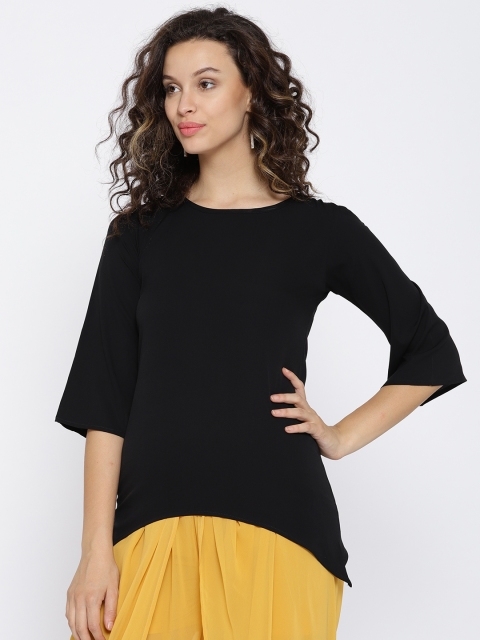 

Cottinfab Women Black Solid A-Line Top