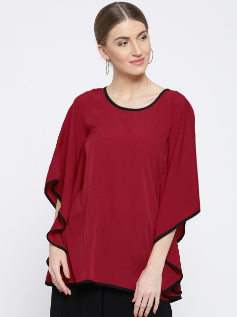 

Cottinfab Women Red Solid Kaftan Top