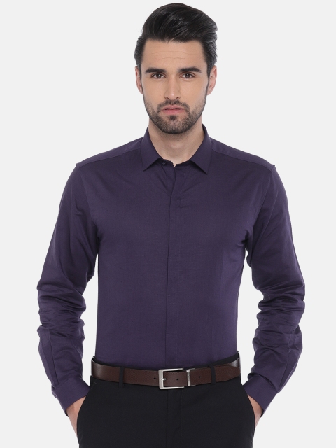 

Wills Lifestyle Men Purple Slim Fit Solid Casual Shirt, Navy blue